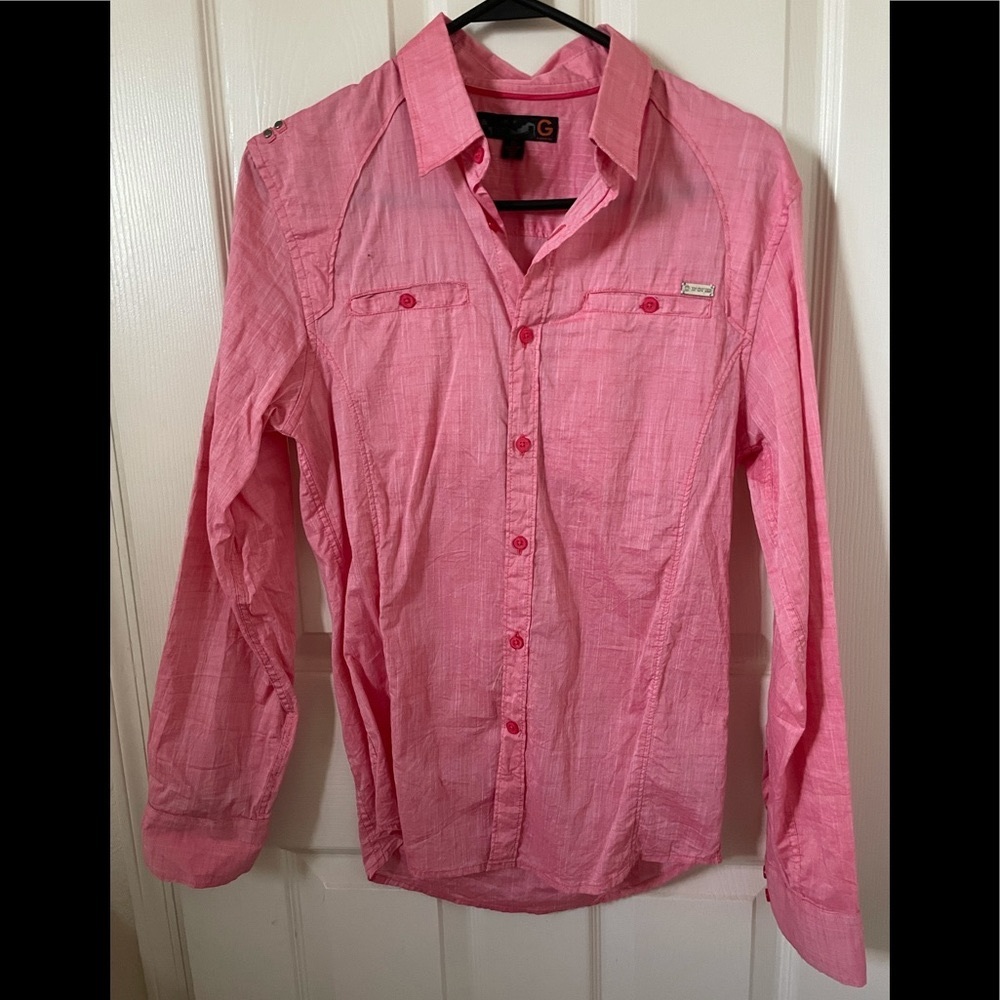 G by Guess Pink Long Sleeve Button Down Shirt.